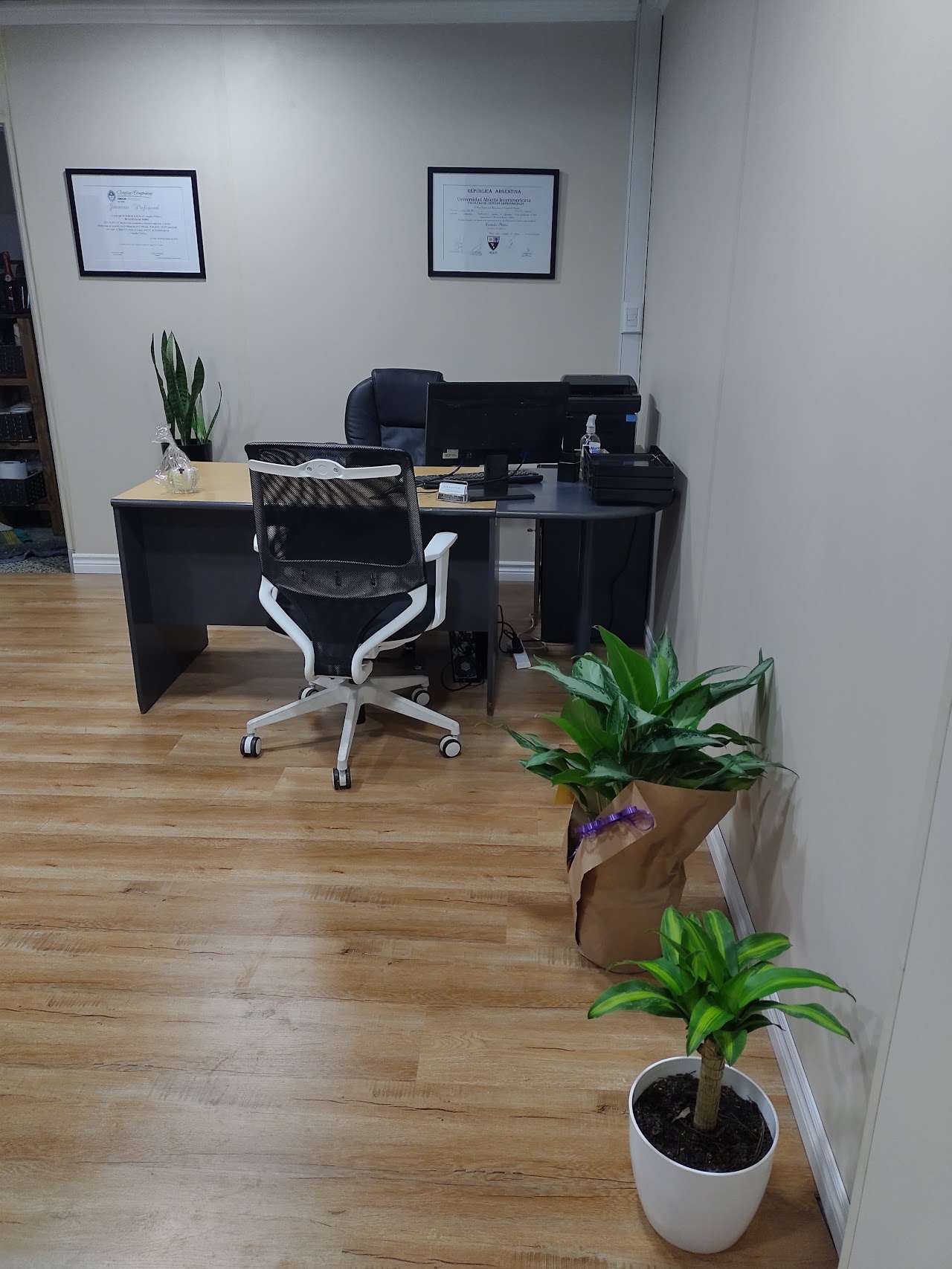 Oficina del estudio contable con matrículas profesionales